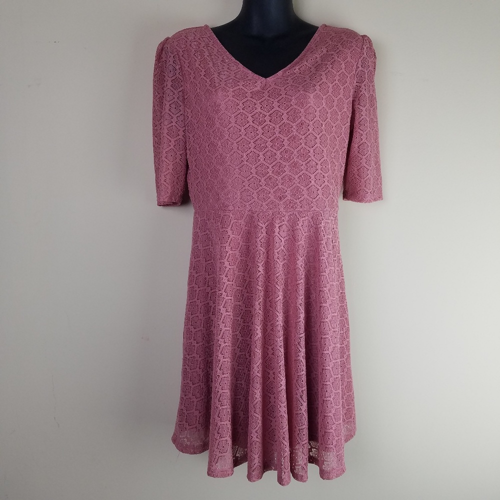 love, fire Fit & Flare Lace Overlay Dress